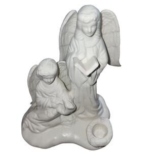 Christmas Bisque White Porcelain Angle Candle Holder